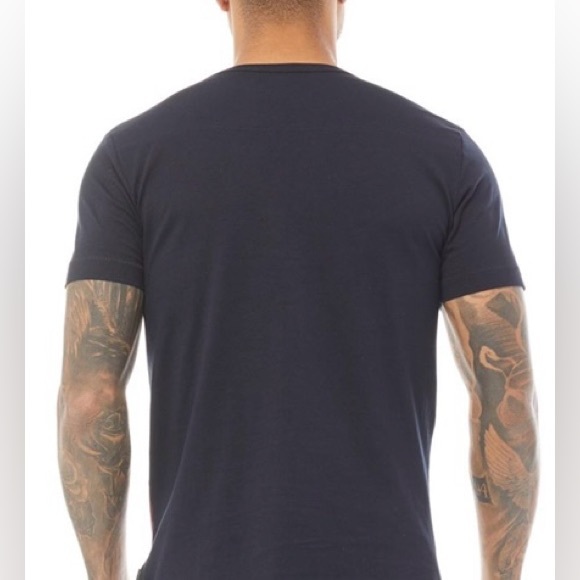 French Connection Mens Block 3 T-Shirt Marine/
Charcoal /Chateaux - Picture 2 of 4